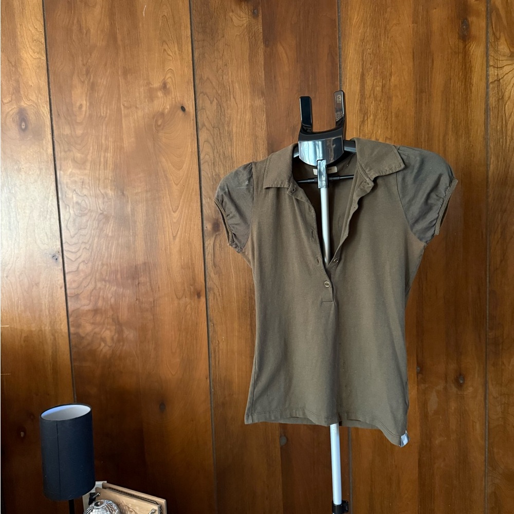 Burberry Olive Brown Short Sleeve Polo Shirt